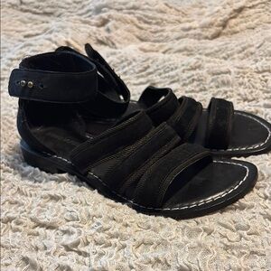 Bernardo Black Strappy Sandals with Metal Accents